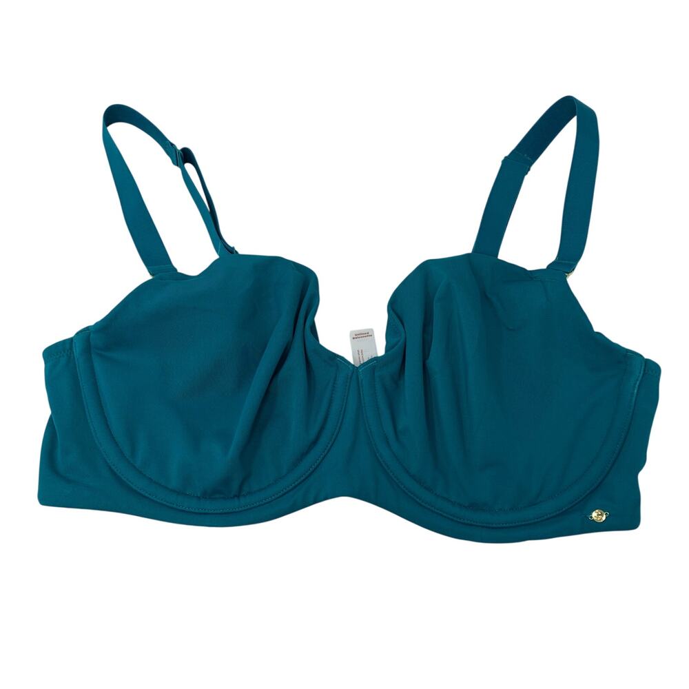 Cacique Unlined Balconette Bra 38DD Teal Underwire Full Coverage Lingerie